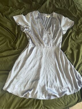 Express Light Lavender Periwinkle  Wrap Short Sleeve Mini Dress